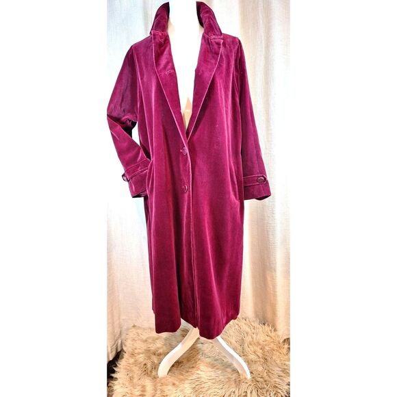 Fashion built Coat for All Seasons Ladies Vintage Velveteen Red Plum - Picture 2 of 11